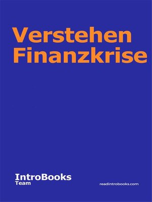 cover image of Verstehen Finanzkrise